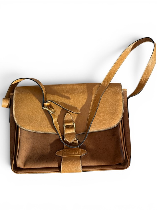 Fendi Handbags - Fendi Two-Tone Tan & Brown Leather & Suede Messenger Crossbody Bag
